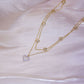 Collar de corazón de doble capa chapado en oro de 14k, cadena de clavícula para mujer con circón AAA brillante, colgante elegante para boda, joyería
